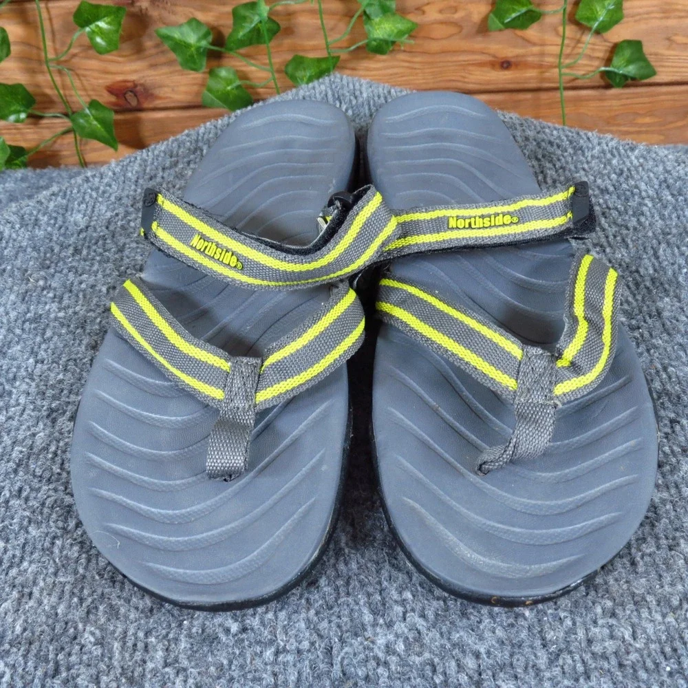 Northside Burke Women Sandal‎ Size 9 Casual Outdoor Thong Gray Lime Synthetic